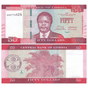 【非洲】全新unc 利比里亚50元 纸币 外国钱币 2016年 p-34aaa