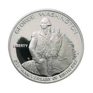 1982年 美国50美分银币 华盛顿诞辰250周年纪念银币 全新 单枚