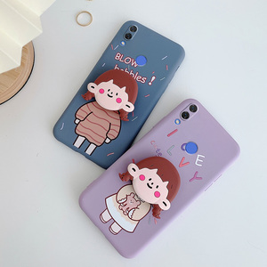 适用于华为nova3手机壳折叠支架nova3e小娃娃少女新款nova3i液态硅胶