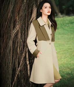 李沁同款风衣外套中长款女2022年新春气质韩版大衣唐宋诗凡黎花