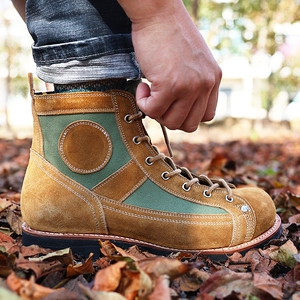 3516厂65式伞兵靴翻毛真皮短脸工装靴复古跳伞靴户外休闲马丁靴男