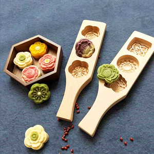 中式青团绿豆糕点月饼模具花朵和果子凤梨酥立体木质蒸糕面压花