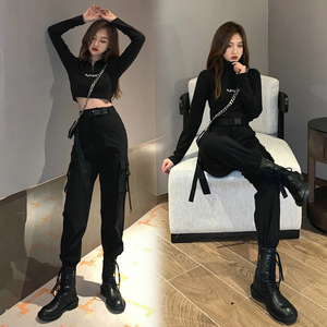 韩版爵士舞服装女露脐套装成人性感炸街气质蹦迪夜场酒吧跳舞衣服