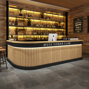 收银台转角酒吧柜台复古吧台桌奶茶美容理发水果店公司前台接待台