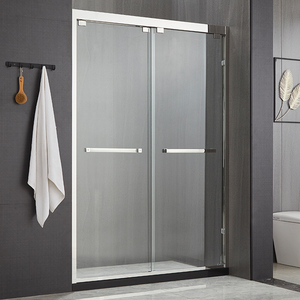 定制不锈钢一字形浴室防水隔断卫生间淋浴房干湿分离钢化玻璃移门