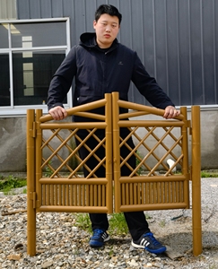 菜园果园围栏大门不锈钢仿竹护栏花园绿化竹篱笆栅栏门子庭院竹门