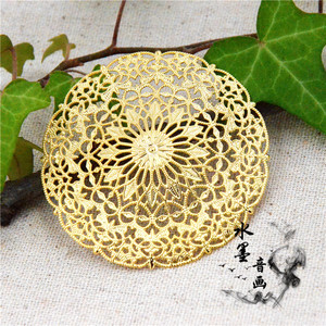 diy手工饰品配件 头饰发簪材料 24k真金 拱面圆形铜花片 铜片a186