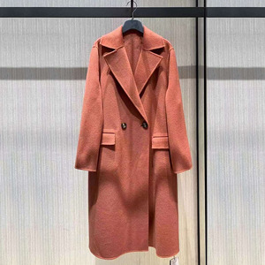 女装阿玛施正品官网新款2021秋冬气质西装领中长款双面羊毛呢大衣