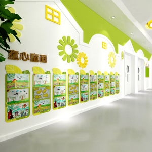 幼儿园墙面装饰大厅环创主题材料布置境作品栏展示贴美术画室文化
