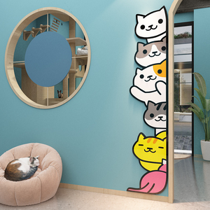 网红猫咖店墙贴纸画宠物店铺墙面门贴装饰用品创意装修可爱互动猫