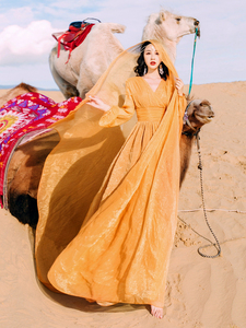网红沙漠拍照长裙子大西北西藏旅游衣服女超仙雪纺大摆仙气连衣裙