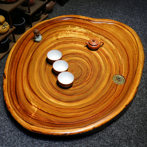 香樟木茶盘高档实木茶台整块精雕原木茶海家用小根雕茶具cy1012