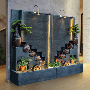 水幕墙流水屏风流水墙假山喷泉造景玄关酒店公司背景墙庭院水景