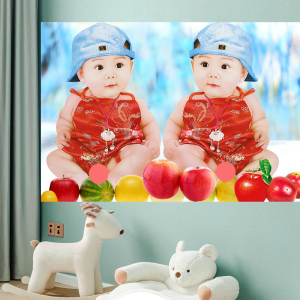 可爱新生男宝宝海报双胞胎露鸟鸟婴儿画报娃娃bb图片墙贴画孕妇