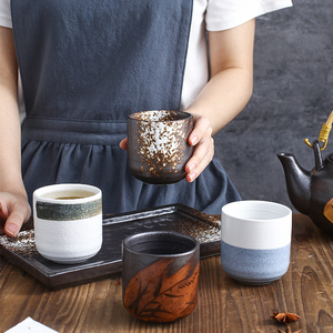日式茶杯杯随手杯陶瓷杯直口水杯寿司餐具茶具杯壶复古家用餐厅用