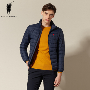 polosport保罗2022秋冬羽绒服男轻薄立领短款休闲时尚白鸭绒外套