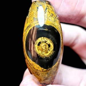 【小精品黑炭眼】蒙天珠四子王旗钱币石九眼石页岩项链吊坠挂件