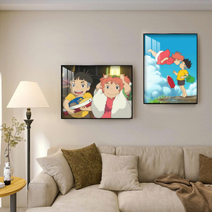 宫崎骏卡通动漫儿童房装饰画卧室床头挂画客厅沙发背景墙画室壁画