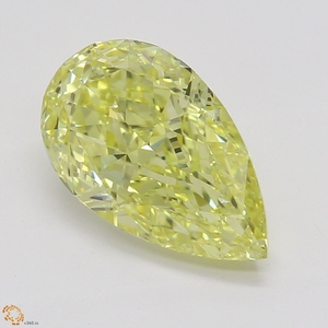 cy宝饰 gia彩钻1.23克拉浓彩黄色fiy / vvs2梨形水滴形裸钻裸石