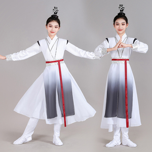 壮志少年行演出服儿童少年志古典中国舞蹈朗诵水墨汉服国学表演服