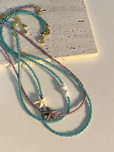 【桑之家】海边夏日原创小众设计感星星贝壳串珠项链锁骨链叠戴