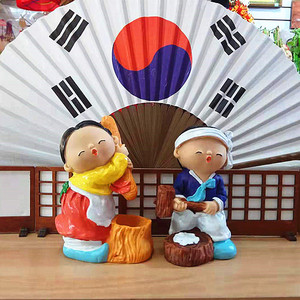 朝鲜族韩国人偶娃娃摆件工艺品民族风韩式料理  特色手工艺cofeee