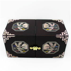 韩国贝壳镶嵌工艺品螺钿漆器复古公主收纳珠宝饰品首饰盒