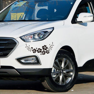 汽车贴纸划痕遮挡遮盖白色粘贴潮流时尚3d修复树叶银灰色银色前杠