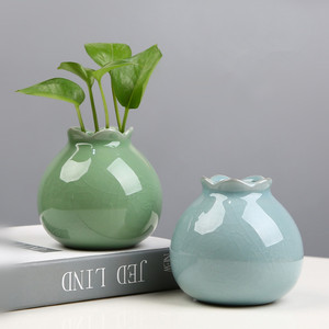 创意绿箩水养瓶哥窑花瓶客厅装饰摆件铜钱草器皿水培植物专用瓶子