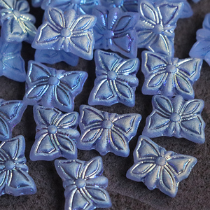 12x15mm捷克珠蓝紫磨砂ab彩蝴蝶珠琉璃珠耳环手作手工饰品diy配件