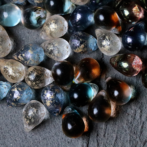 10x14mm捷克珠6色蚀刻胖水滴珠琉璃珠耳环手作饰品diy配件材料