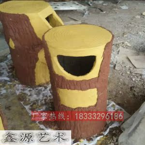 水泥仿木垃圾桶水泥垃圾桶订制景区水泥仿木垃圾桶厂家环卫垃圾箱