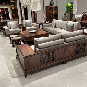 新中式实木沙发组合现代高端别墅客厅大户型中国风样板房禅意家具
