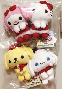 三丽鸥sanrio美乐蒂my melody布丁狗表情圣诞版公仔礼物装饰品