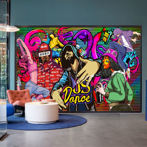 涂鸦时尚服装店潮牌个性街舞嘻哈打卡背景潮鞋店欧式卡通贴画墙画