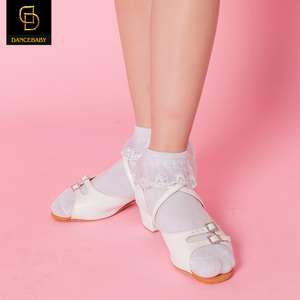 拉丁舞少儿规定袜女童蕾丝花边袜短袜全棉袜子跑步男童袜吸汗短袜