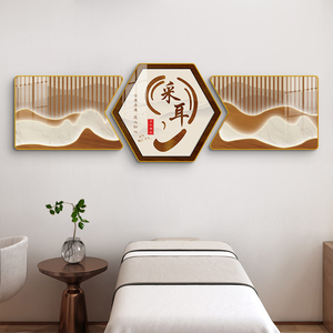 采耳店文化馆挂画中医养生馆背景墙装饰画轻奢美容院宣传海报壁画