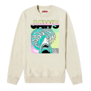 1975美国电影联名jaws大白鲨vintage movie 欧美长袖宽松圆领卫衣