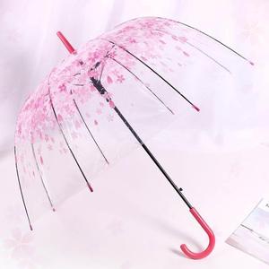 。日系小清新枫叶雨伞蘑菇伞公主伞长柄直杆网红透明雨伞晴雨两用