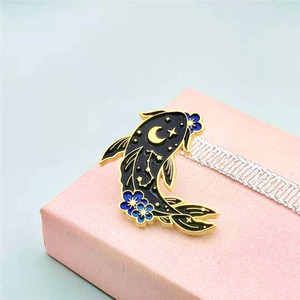 黑白简约锦鲤鱼胸针 太极阴阳情侣徽章一对 中国风个性背包装饰