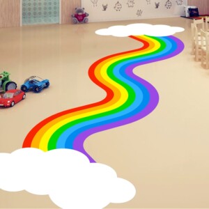 彩虹地贴商场引流跑道球场幼儿园学校墙贴防滑耐磨可移除自粘贴纸