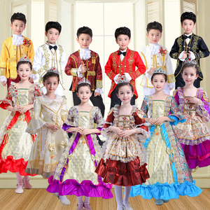 儿童欧式宫廷演出服男女礼服国王王后公主王子表演服化装舞会服装