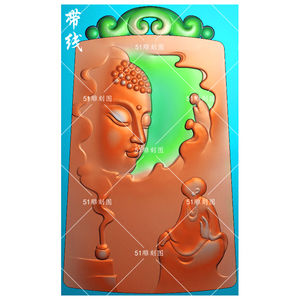 精雕图jdp浮雕玉雕挂牌bmp灰度图gfc-019一心向佛无相佛侧脸佛头