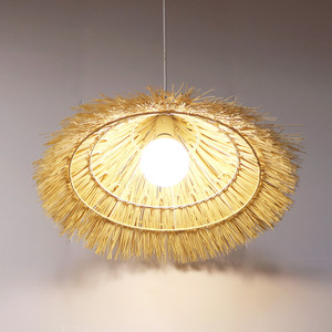 草帽吊灯藤编农家乐火锅饭店日式民宿客栈田园复古禅意茶室餐厅灯