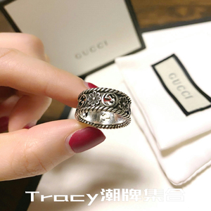 gucci古奇古驰戒指男女士同款925纯银小雏菊情侣对戒指环礼物