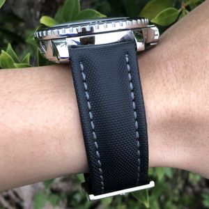 帆布表带代用宝珀blancpain五十噚5015 5000蓝陶5200黑武士男表带