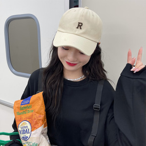 r字母棒球帽运动帽子2021秋冬新款韩国鸭舌帽ins潮牌长舌旅游纯色