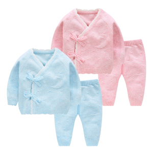 婴儿毛衣套装0-3-6月初生满月宝宝新生儿和尚服春秋针织开衫线衣