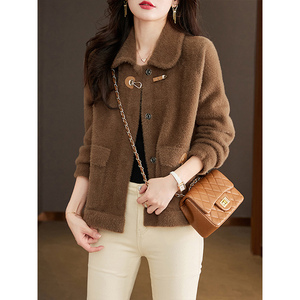 水貂绒外套女咖色