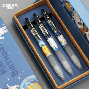 日本zebra斑马学科中性笔限定太空人宇航员jjm88花朵黑色按动笔0.